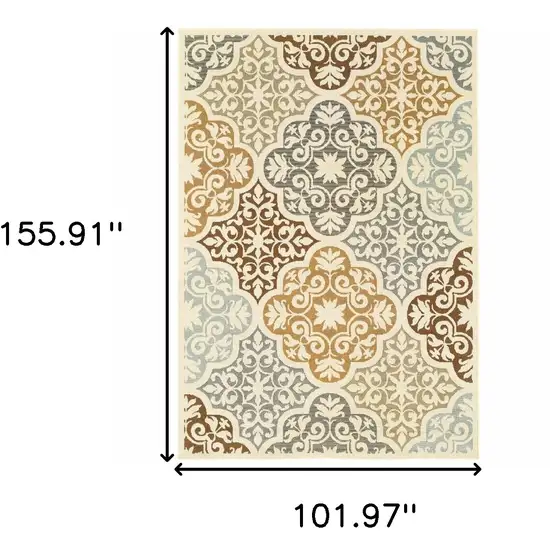 Ivory Grey Floral Medallion Indoor Outdoor Area Photo 6