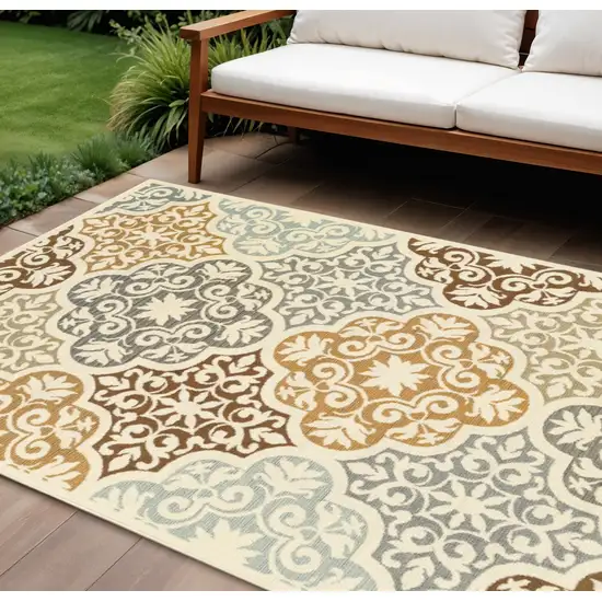 Gray And Ivory Moroccan Indoor Outdoor Area Rug Photo 1
