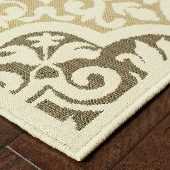 Ivory Grey Floral Medallion Indoor Outdoor Area Photo 2