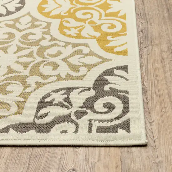 Ivory Grey Floral Medallion Indoor Outdoor Area Photo 3