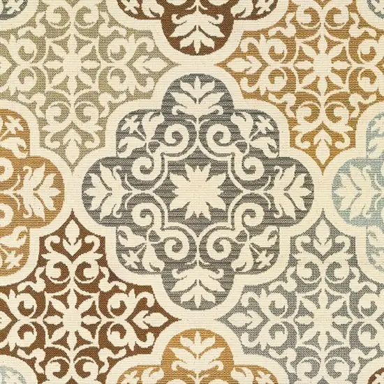 Ivory Grey Floral Medallion Indoor Outdoor Area Photo 4