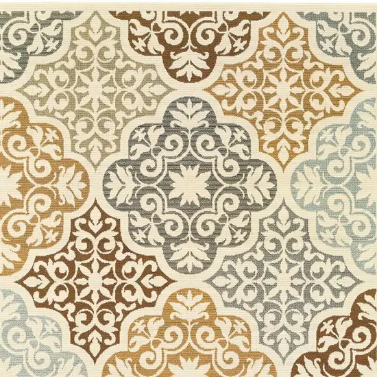 Ivory Grey Floral Medallion Indoor Outdoor Area Photo 5