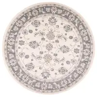 Photo of Ivory Grey Floral Round Indoor Area Rug