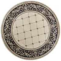 Photo of Ivory Grey Floral Round Indoor Area Rug