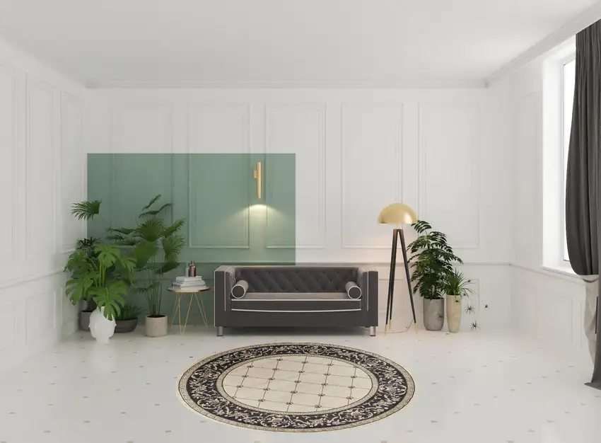 Ivory Grey Floral Round Indoor Area Rug Photo 6