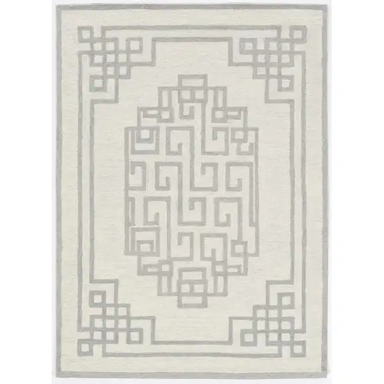 Gray And Ivory Wool Geometric Hand Tufted Area Rug Photo 8
