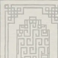Photo of Ivory Grey Geometric Bordered Wool Area Rug