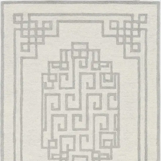 Gray And Ivory Wool Geometric Hand Tufted Area Rug Photo 7