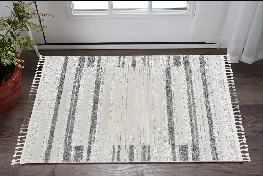 Ivory Abstract Area Rug Photo 1