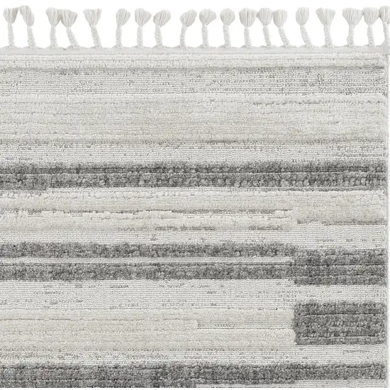 Ivory Grey Gradient Area Rug with Fringe Photo 1