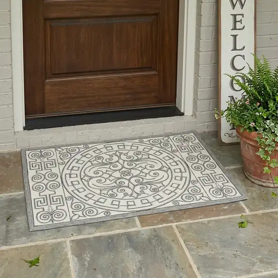 Gray And Ivory Moroccan Indoor Outdoor Area Rug Photo 1