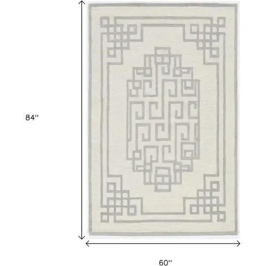 Ivory And Gray Wool Geometric Hand Tufted Area Rug Photo 3