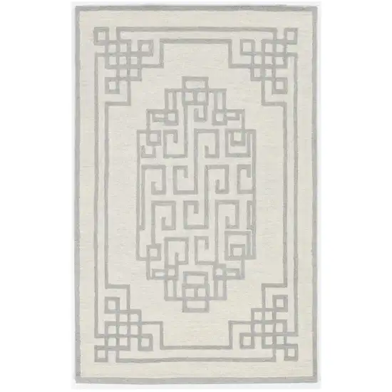 Ivory And Gray Wool Geometric Hand Tufted Area Rug Photo 2