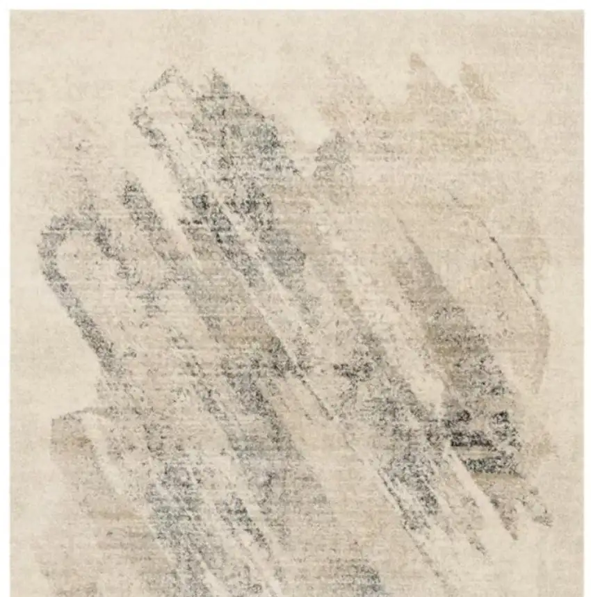 Ivory And Gray Abstract Area Rug Photo 4