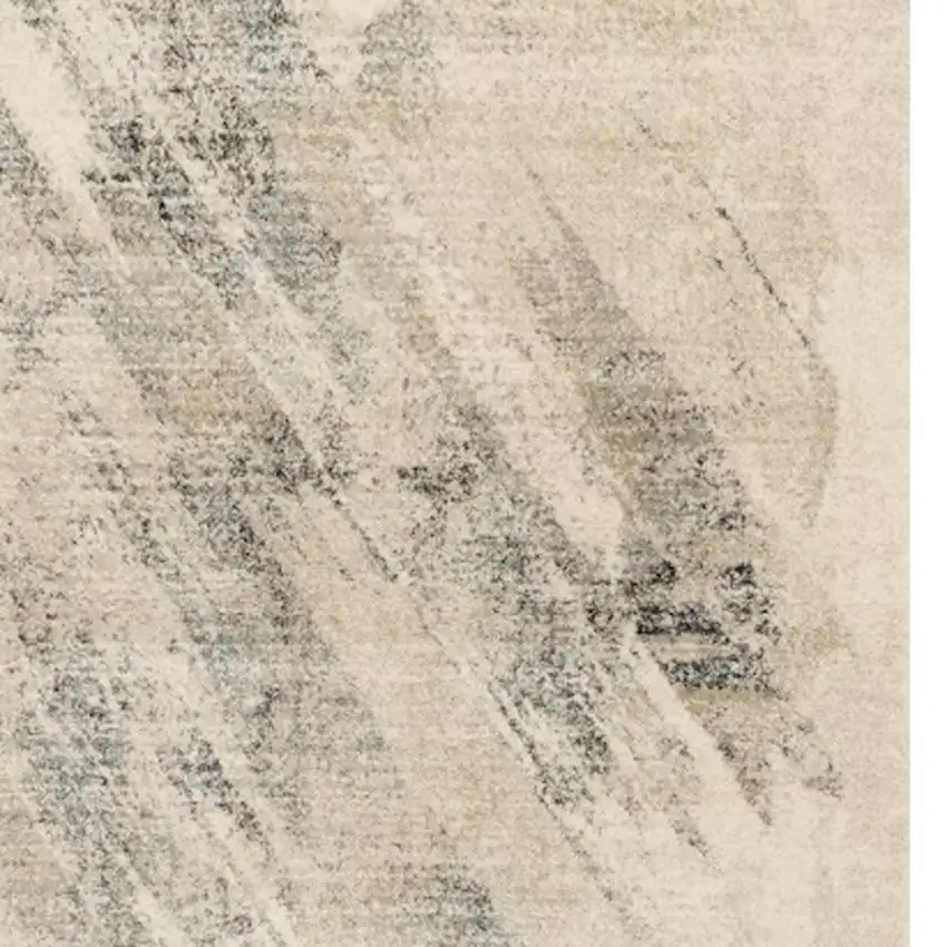 Ivory Grey Machine Woven Abstract Brushstrokes Indoor Area Rug Photo 4
