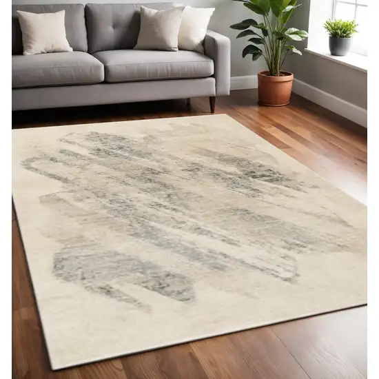 Ivory And Gray Abstract Area Rug Photo 2