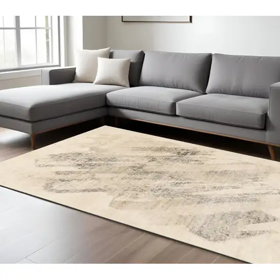 Gray And Ivory Abstract Area Rug Photo 1