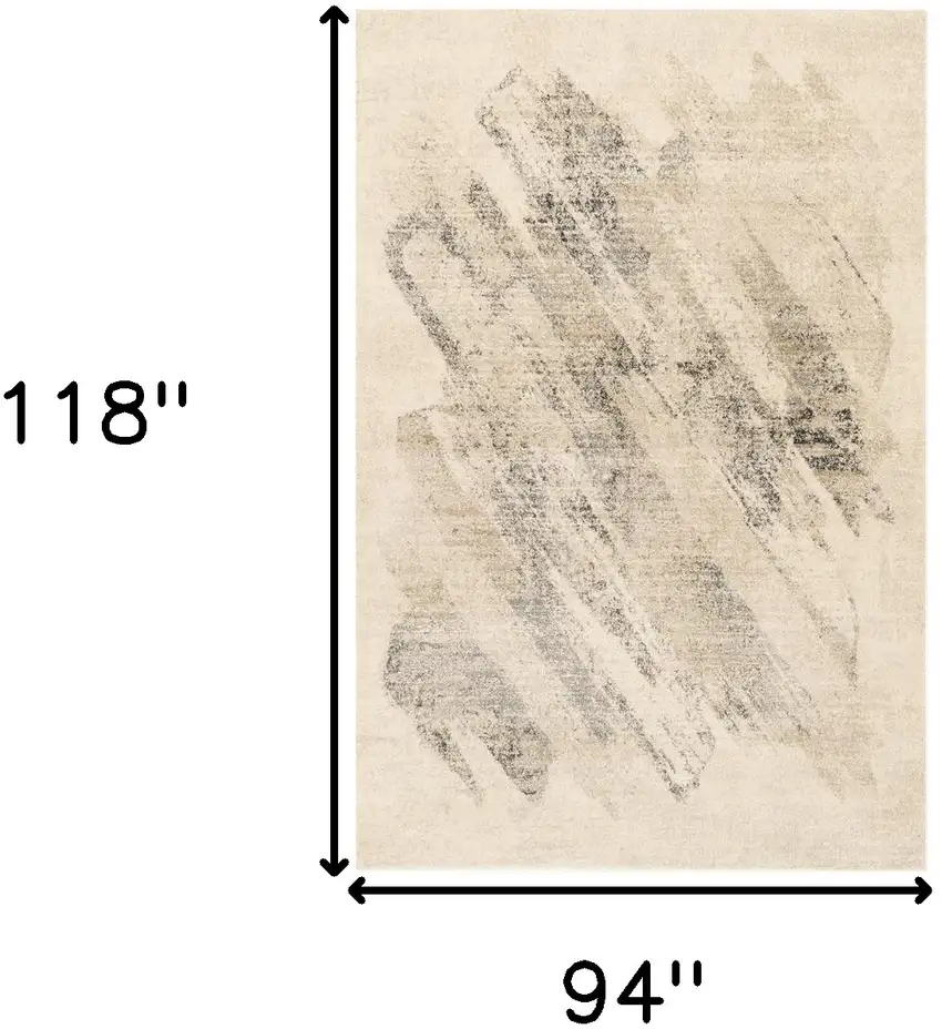 Ivory Grey Machine Woven Abstract Brushstrokes Indoor Area Rug Photo 3