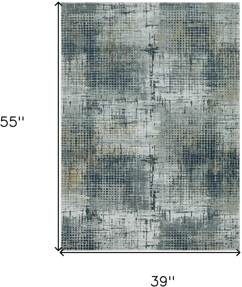 Ivory Navy and Gray Abstract Area Rug Photo 3