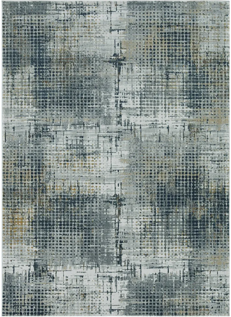 Ivory Grey Machine Woven Abstract Dots Indoor Area Rug Photo 2