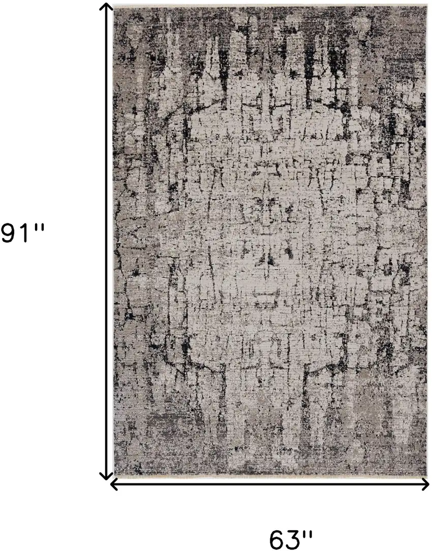 Ivory Grey Machine Woven Abstract Indoor Area Rug Photo 3