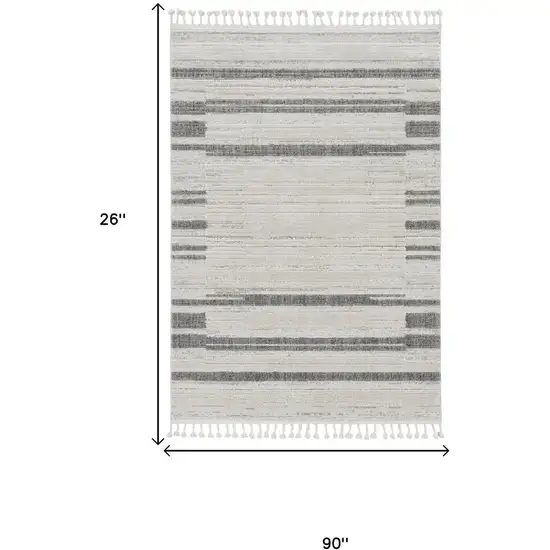 8' Gray And Ivory Abstract Runner Rug Photo 6