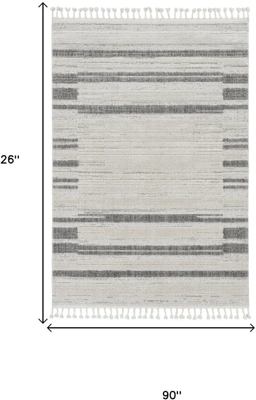8' Gray And Ivory Abstract Runner Rug Photo 6