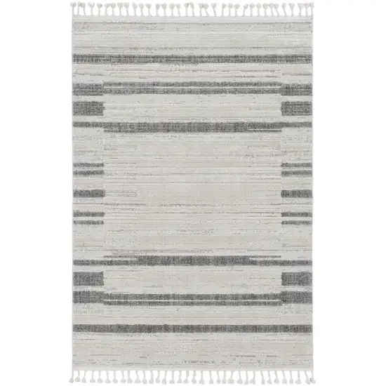 8' Gray And Ivory Abstract Runner Rug Photo 2
