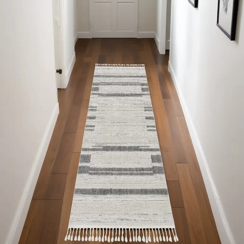Gray and Ivory Abstract Area Rug Photo 1