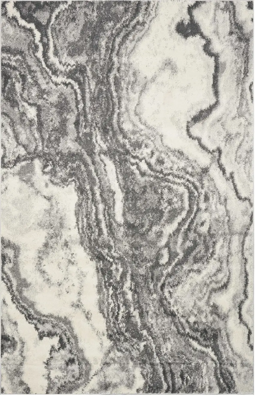 Gray And Ivory Abstract Area Rug Photo 1