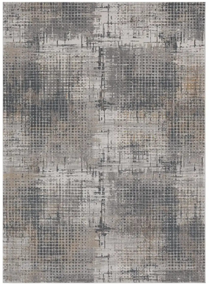 Ivory Navy and Gray Abstract Area Rug Photo 2