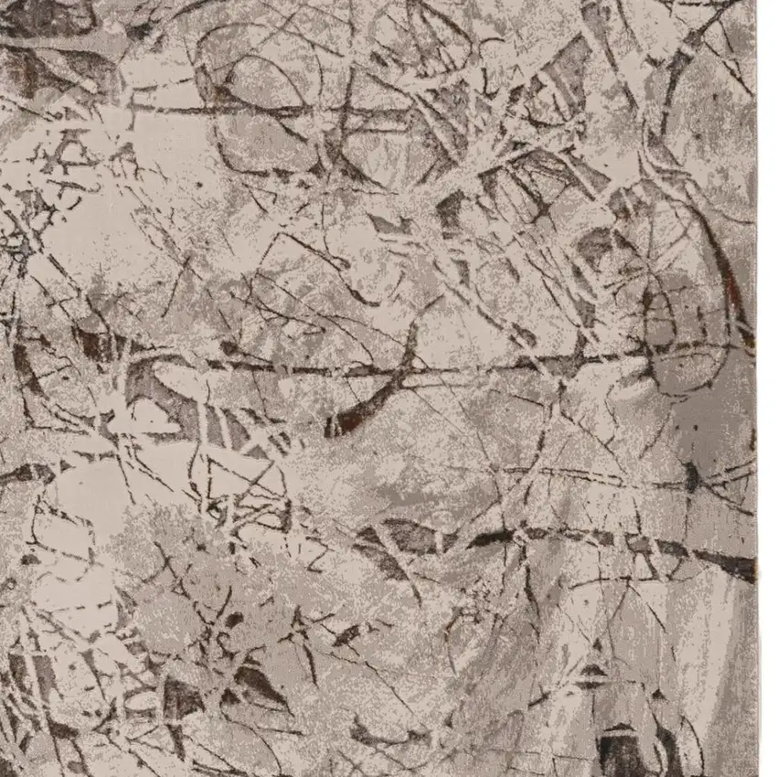 Ivory Gray And Brown Abstract Area Rug Photo 5