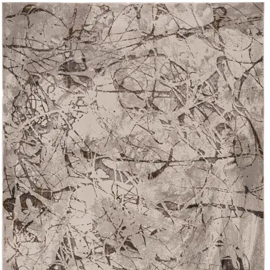 Ivory Gray And Brown Abstract Area Rug Photo 6