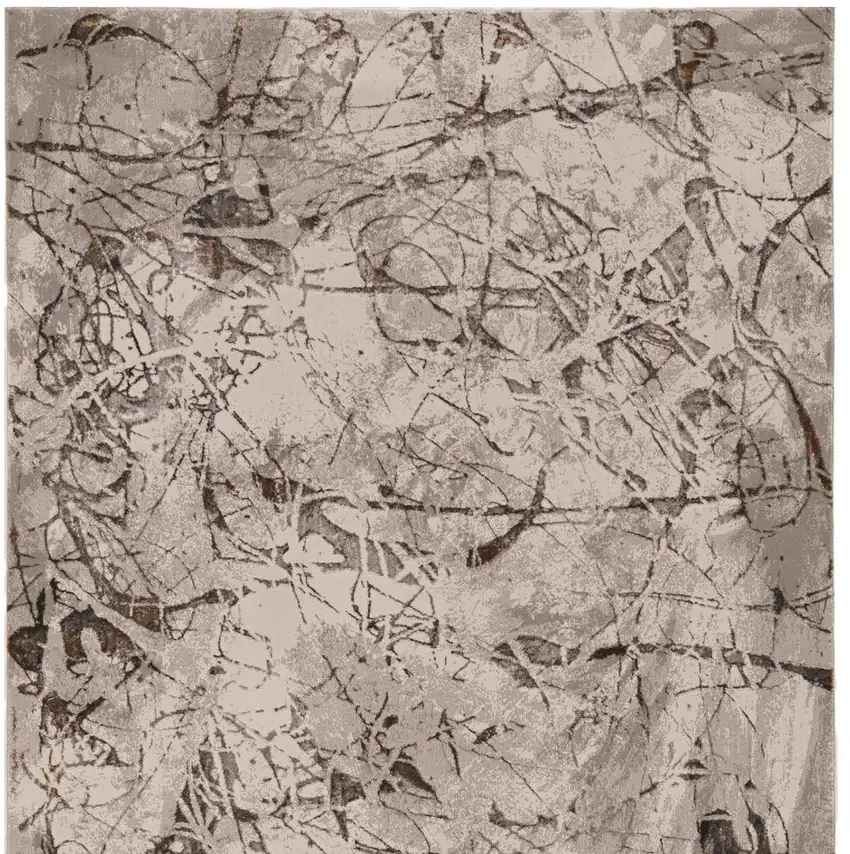 Ivory Gray And Brown Abstract Area Rug Photo 6