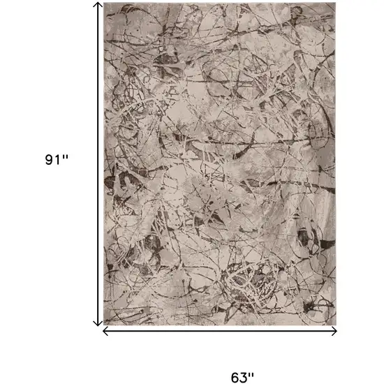 Ivory Gray And Brown Abstract Area Rug Photo 4