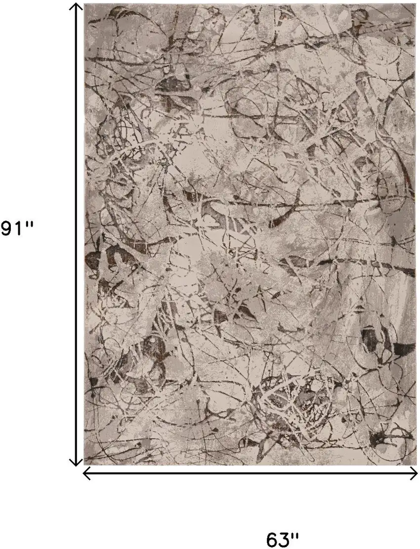Ivory Gray And Brown Abstract Area Rug Photo 4