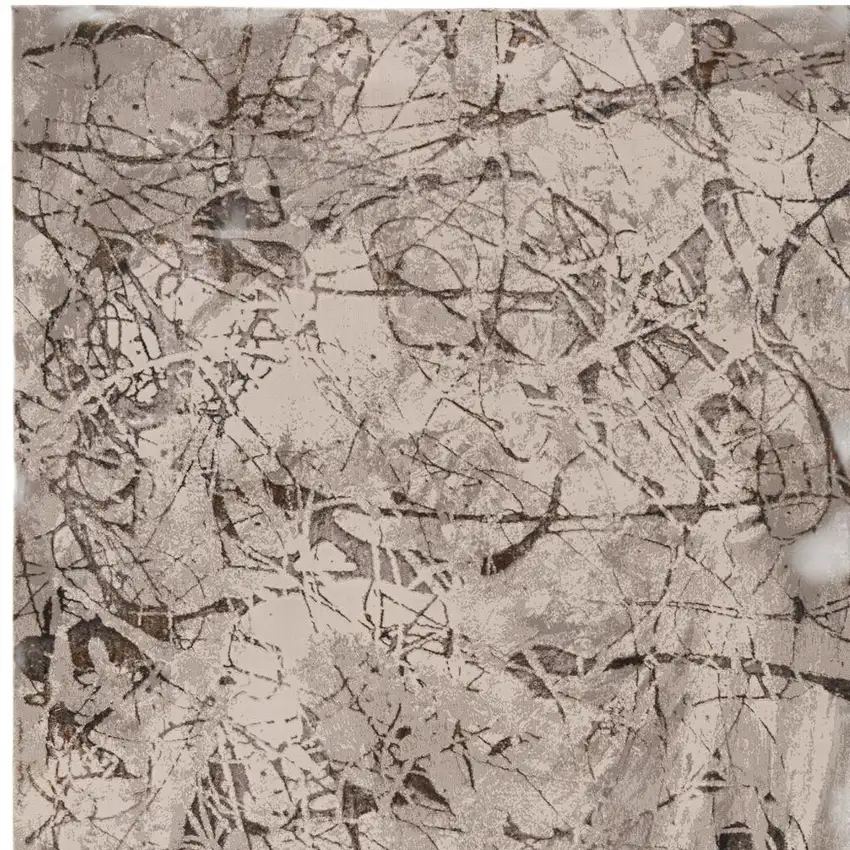 Ivory Gray And Brown Abstract Area Rug Photo 6