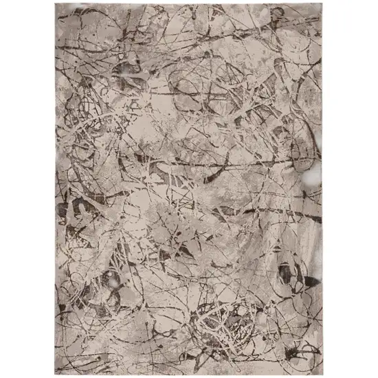 Ivory Gray And Brown Abstract Area Rug Photo 2