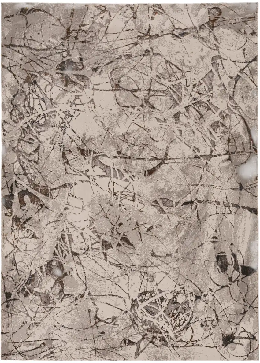 Ivory Gray And Brown Abstract Area Rug Photo 2