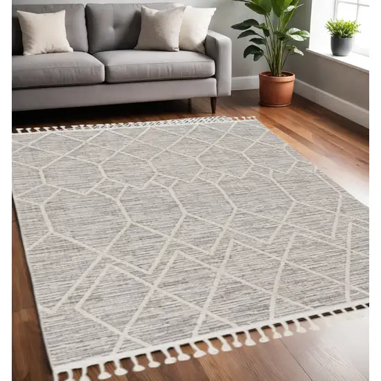 Gray and Ivory Abstract Area Rug Photo 1