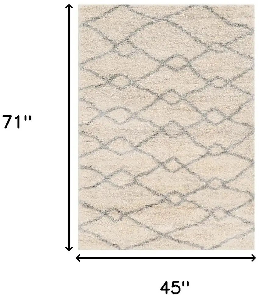 Ivory Grey Machine Woven Chain Link Indoor Area Rug Photo 3