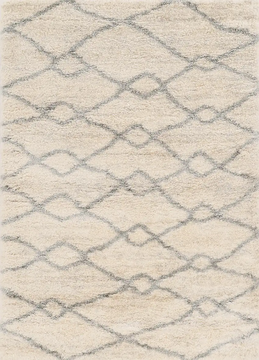4'X6' Ivory Grey Machine Woven Chain Link Indoor Area Rug Photo 2