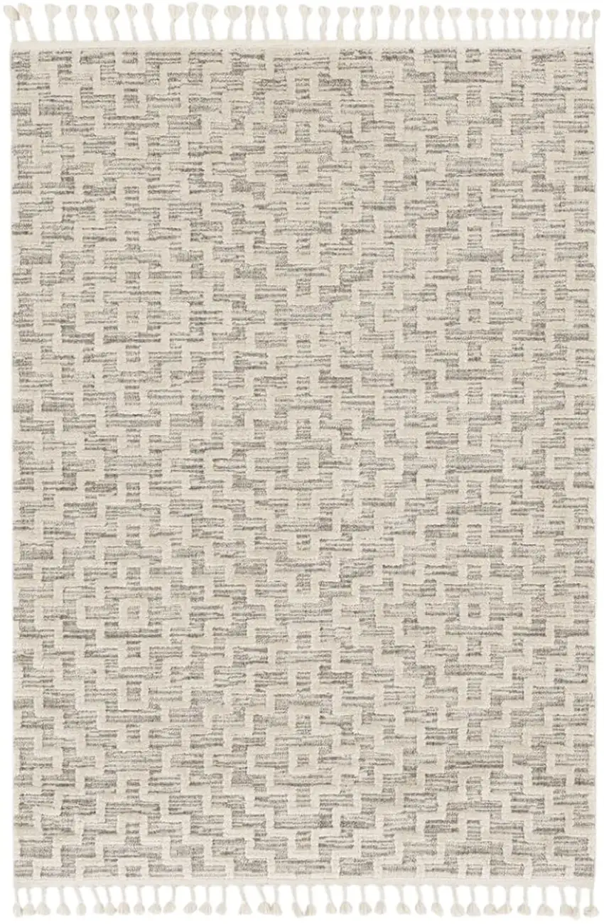 Gray and Ivory Geometric Area Rug Photo 2