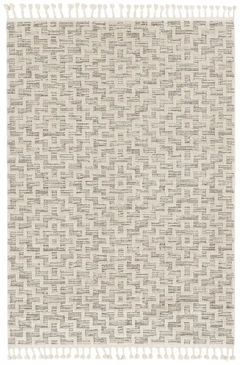 Ivory Grey Machine Woven Diamond Geometric Indoor Area Rug Photo 2