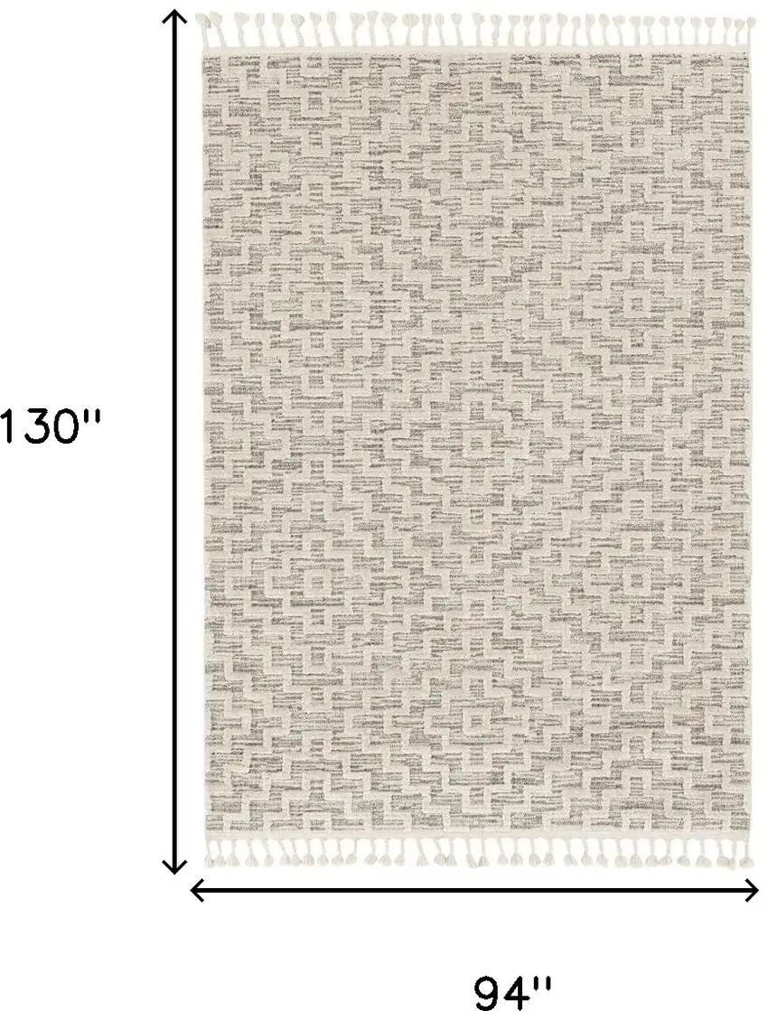 Ivory Grey Machine Woven Diamond Geometric Indoor Area Rug Photo 3