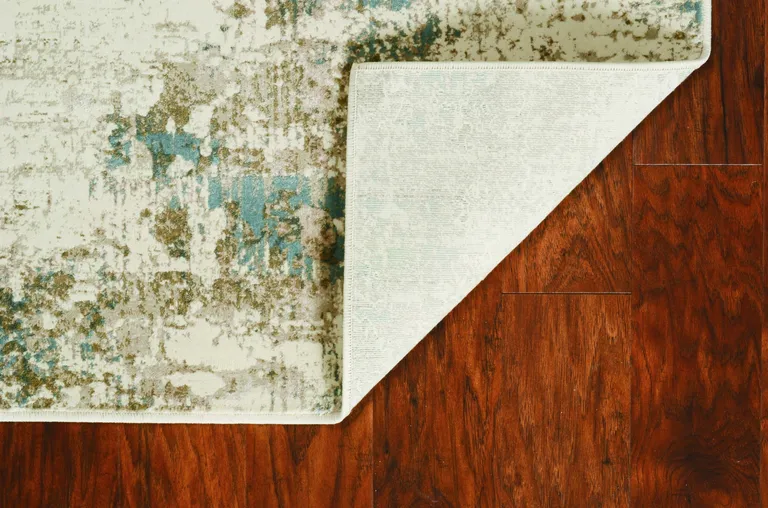 Ivory Grey Machine Woven Geometric Indoor Area Rug Photo 5