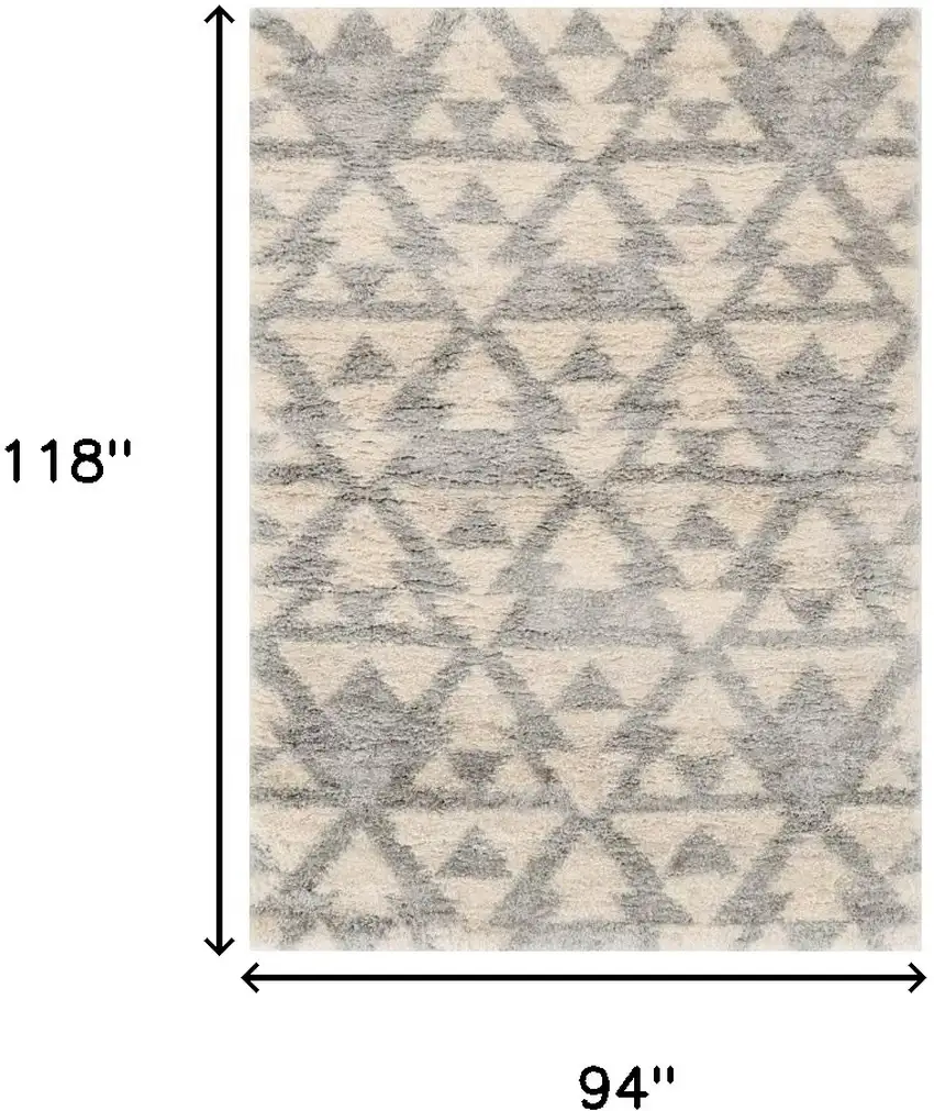 Ivory Grey Machine Woven Geometric Indoor Area Rug Photo 3