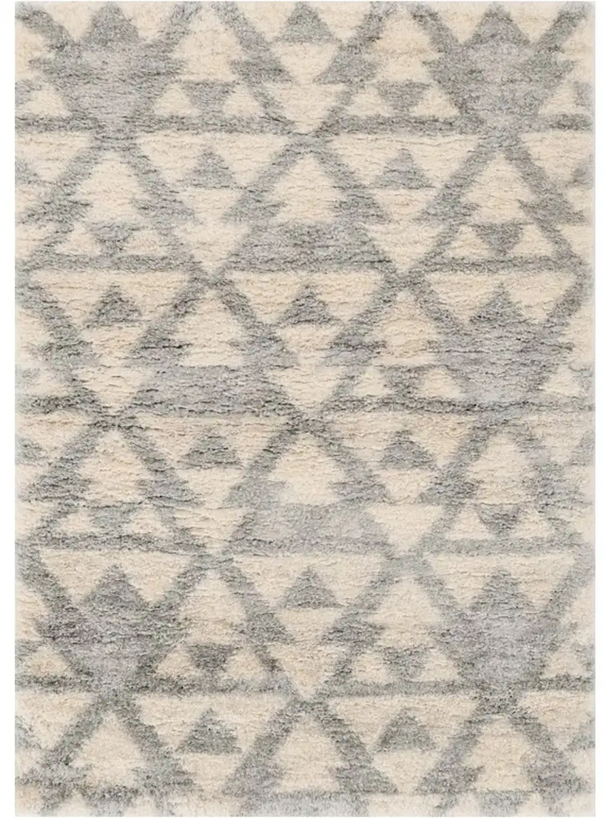 Ivory Grey Machine Woven Geometric Indoor Area Rug Photo 2