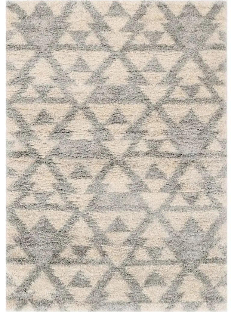 Ivory Grey Machine Woven Geometric Indoor Area Rug Photo 2