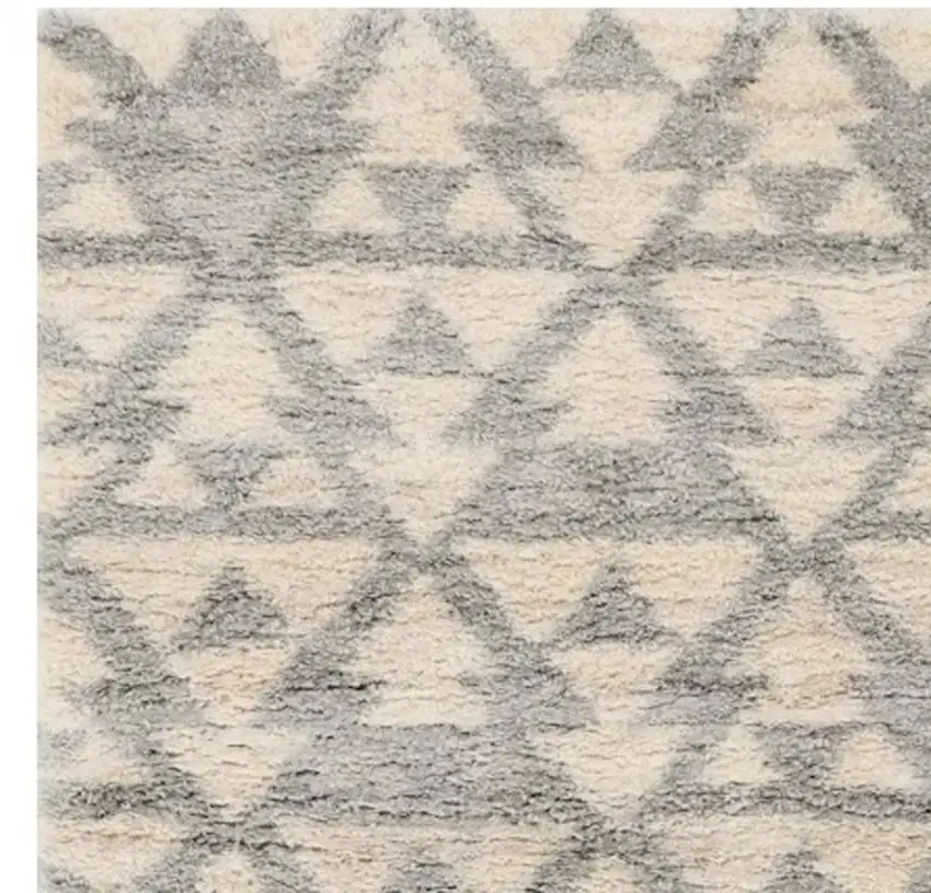 Ivory Grey Machine Woven Geometric Indoor Area Rug Photo 4